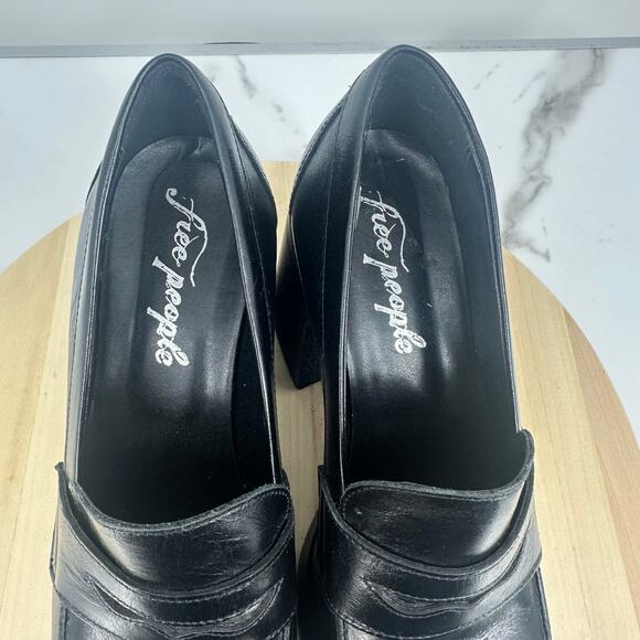 Free People Zoe Platform Loafers Size 41 US 11 Black Chinky Y2K Leather - Picture 12 of 12
